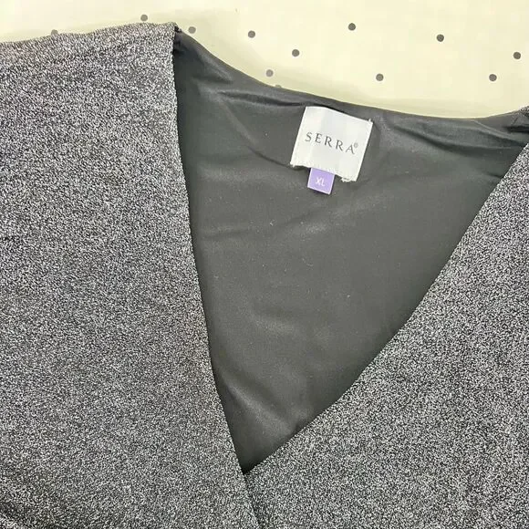 🖤 SERRA 🖤 metallic glitter shimmer wrap optic party dress size XL extra large - Picture 4 of 10